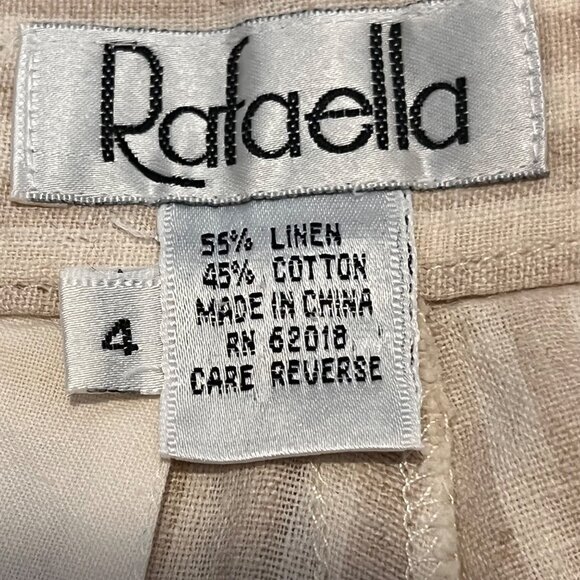 Rafaella Women's 4 Beige & White Striped Linen-Blend High-Waisted Shorts  Y2K - Picture 3 of 13